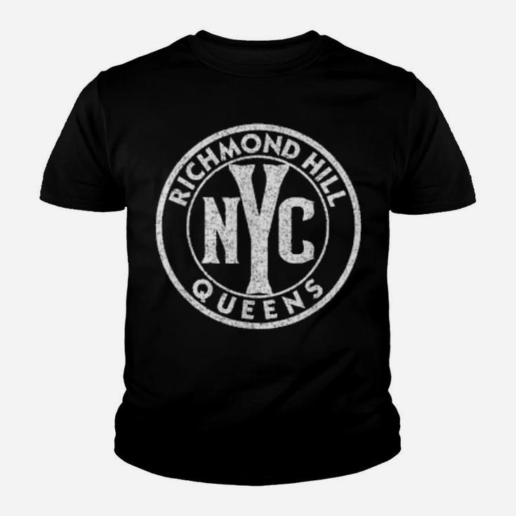 Richmond Hill Queens Nyc Sign Pink W Distressed White Print Shirt Youth T-shirt