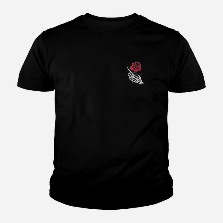 Rose Aesthetic Rose White Skeleton Hand Holding A Red Rose Youth T-shirt