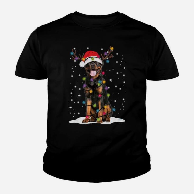 Rottweiler Christmas Tree Light Pajama Dog Lover Xmas Gift Sweatshirt Youth T-shirt