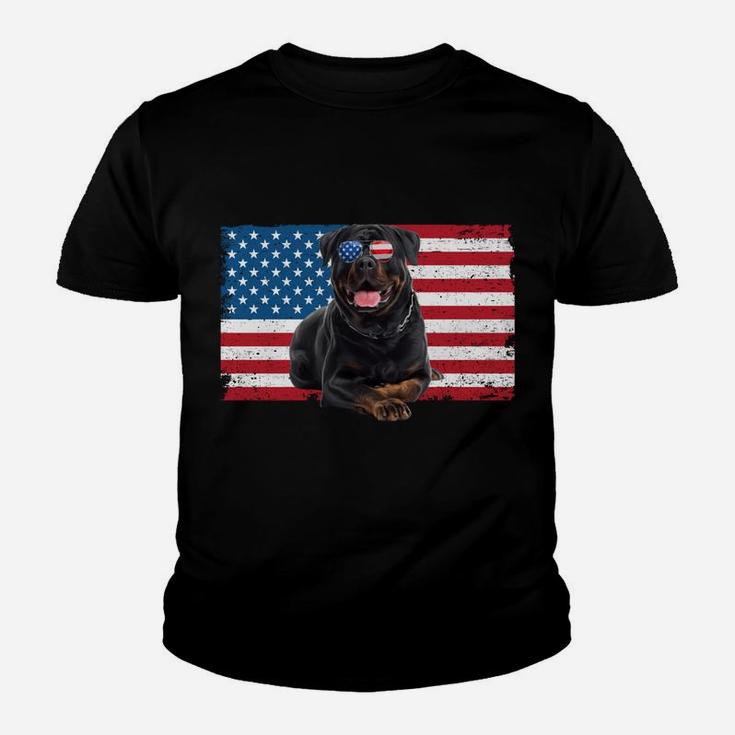 Rottweiler Dad American Flag Dog Lover Owner Rottie Dad Cute Youth T-shirt
