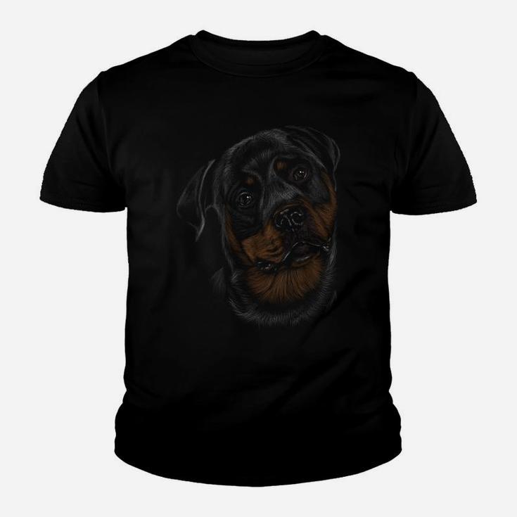Rottweiler Dog Face Portrait Painting Dog Lover Rottweiler Youth T-shirt