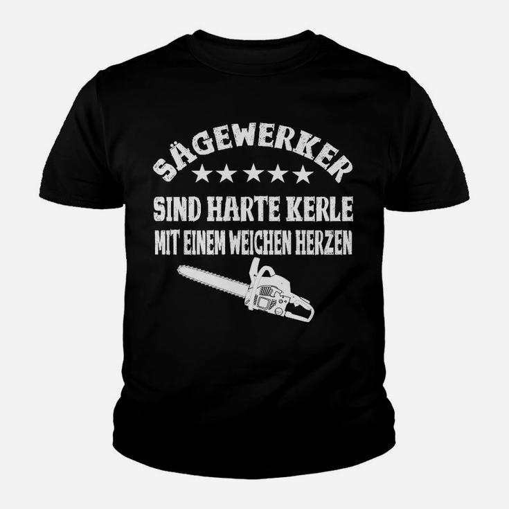 Sägewerker Kinder Tshirt Harte Kerle Weiches Herz Kettensägen Design