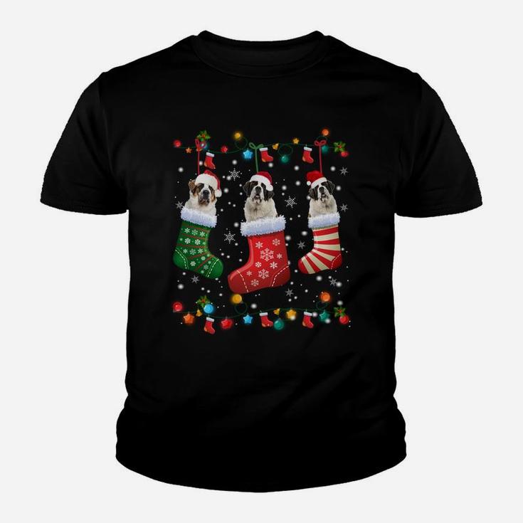 Saint Bernard Christmas Socks Funny Pajama Xmas Dog Lover Sweatshirt Youth T-shirt