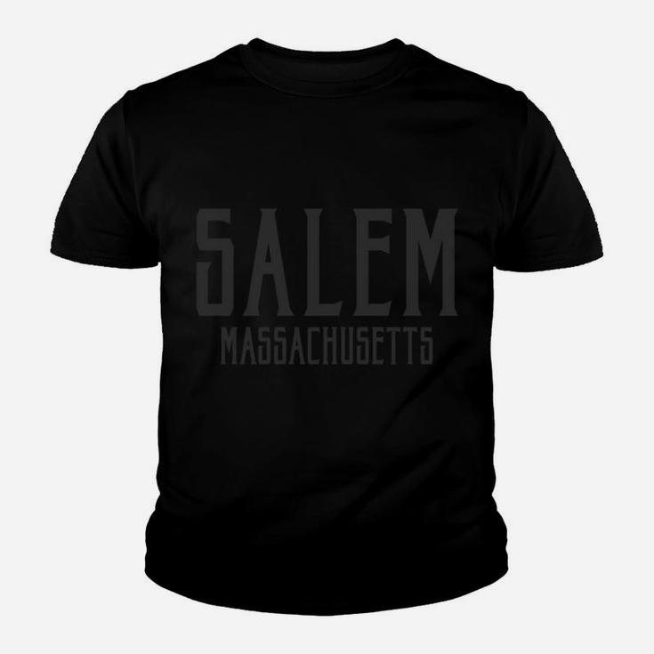 Salem Massachusetts Ma Vintage Text Black With Black Print Youth T-shirt
