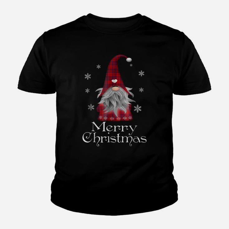 Santa Claus Garden Gnome Merry Christmas PlaidShirt Youth T-shirt