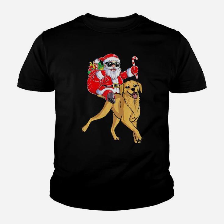 Santa Claus Riding Labrador Retriever Xmas Gifts Dog Youth T-shirt