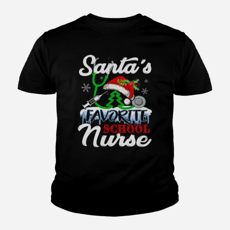 Santa Favorite School Nurse Funny Cute Nurse Xmas Celebrate Youth T-shirt
