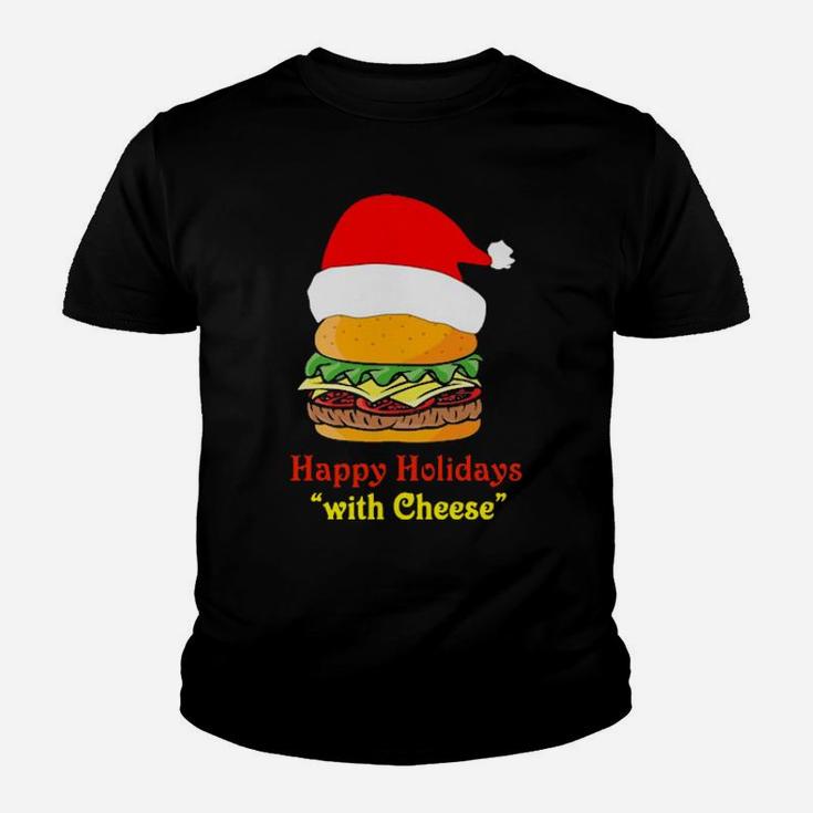 Santa Hamburger Happy Holidays With Cheese Youth T-shirt