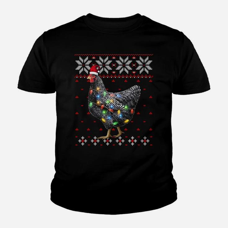 Santa Hat Christmas Lights Chicken Sweater, Funny Xmas Tree Sweatshirt Youth T-shirt