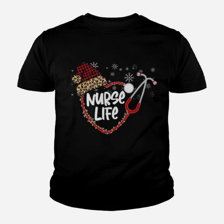 Santa Hat Plaid Nurse Life Youth T-shirt