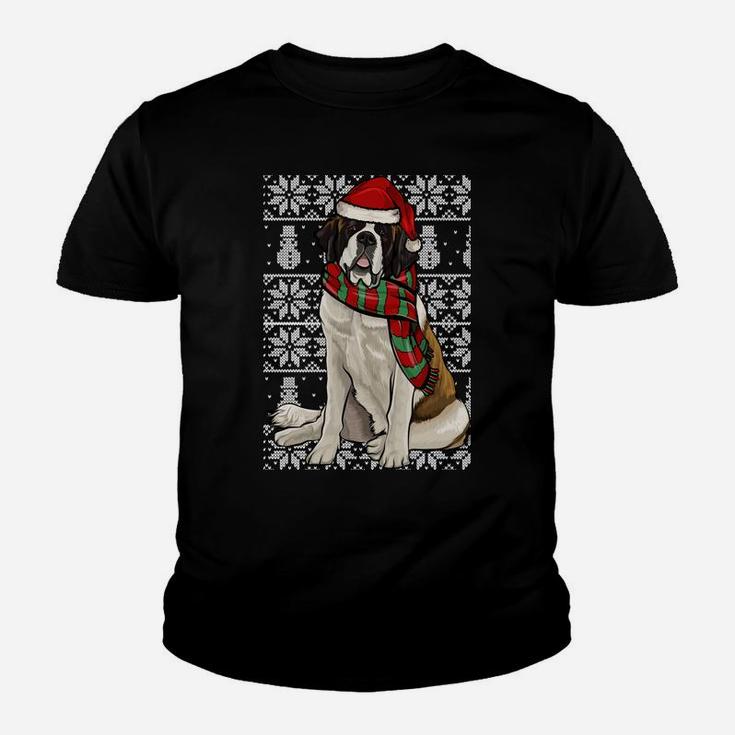 Santa Hat Xmas St Bernard Ugly Christmas Sweatshirt Youth T-shirt