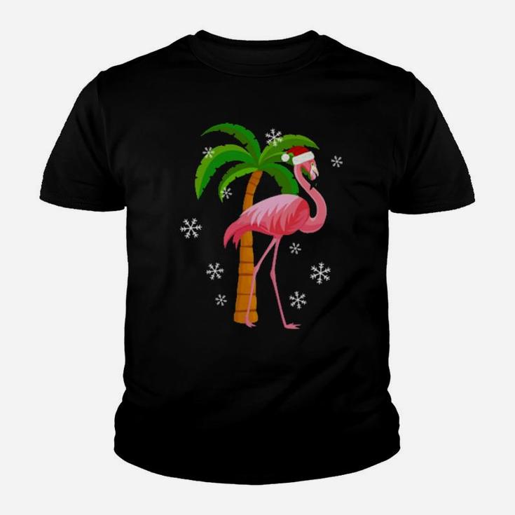 Santa Pink Flamingo Youth T-shirt