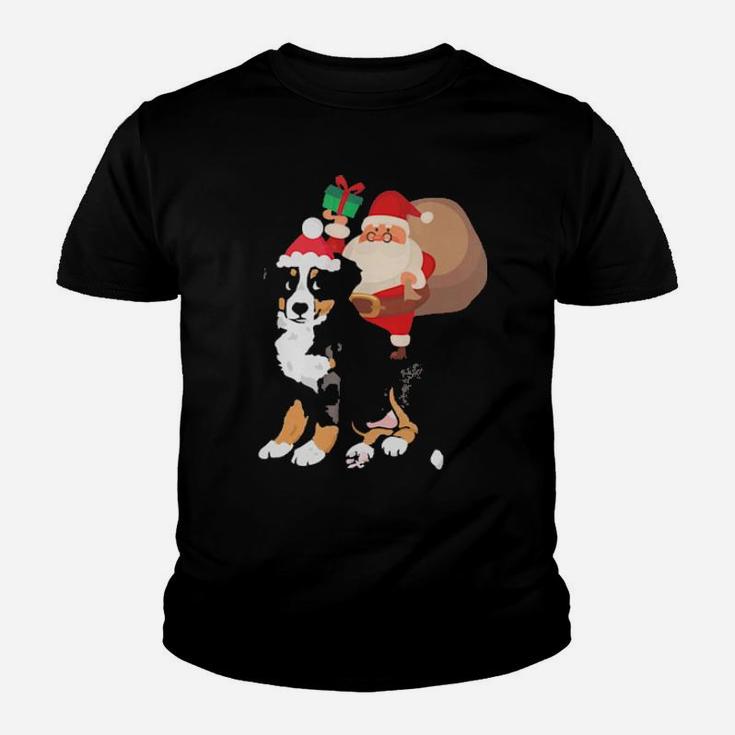 Santa Riding Bernese Mountain Dog Youth T-shirt