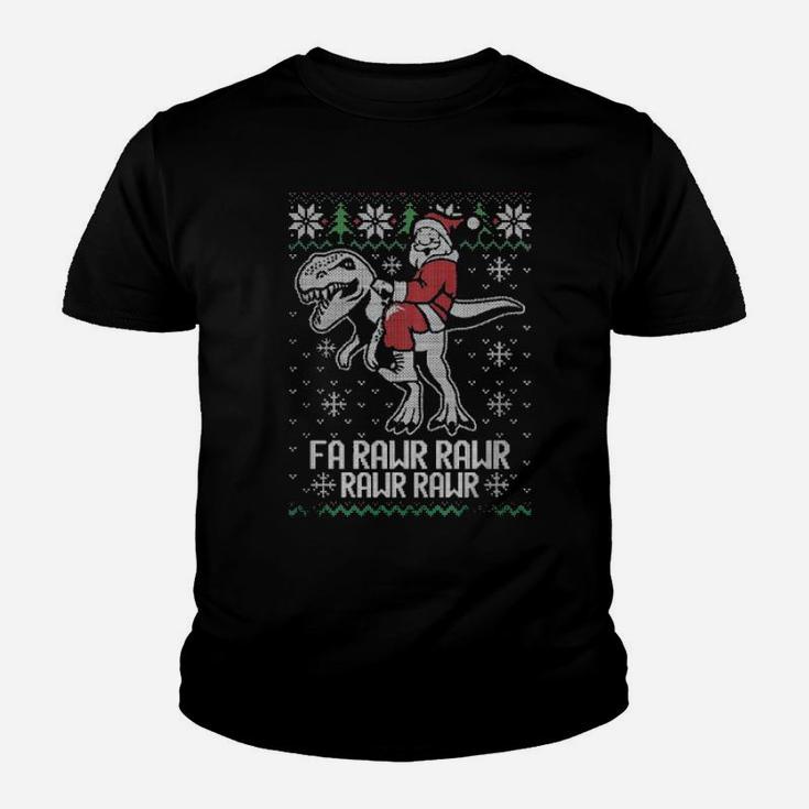 Santa Riding T Rex Fa Rawr Rawr Rawr Rawr Sweater Youth T-shirt