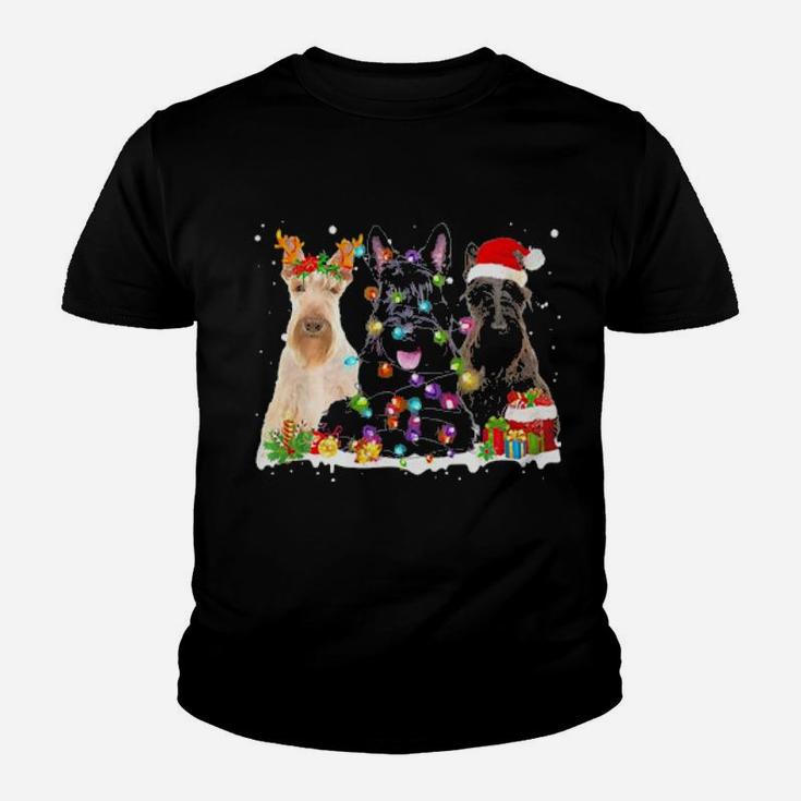 Santa Scottish Terrier Dog Gorgeous Reindeer Youth T-shirt