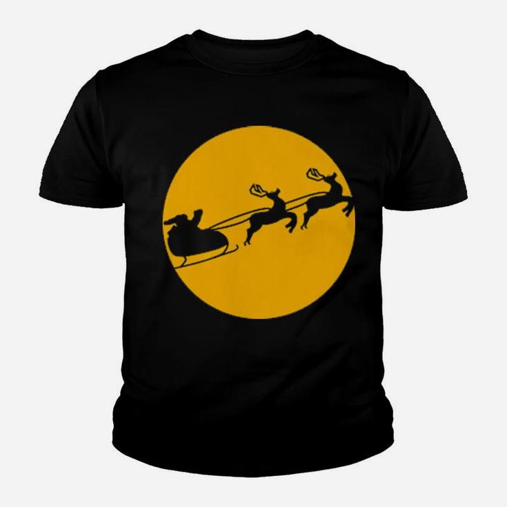 Santa With Sleigh And Reindeers Youth T-shirt
