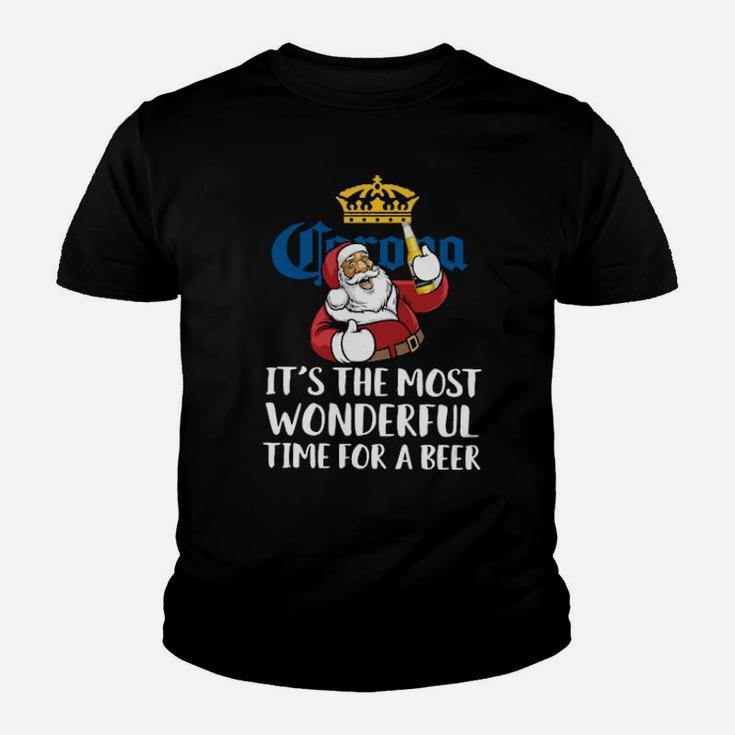 Santa Wonderful Time For Beer Youth T-shirt