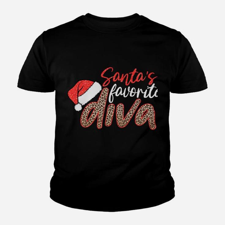 Santa's Favorite Diva Leopard Christmas Merry Xmas Gift Sweatshirt Youth T-shirt