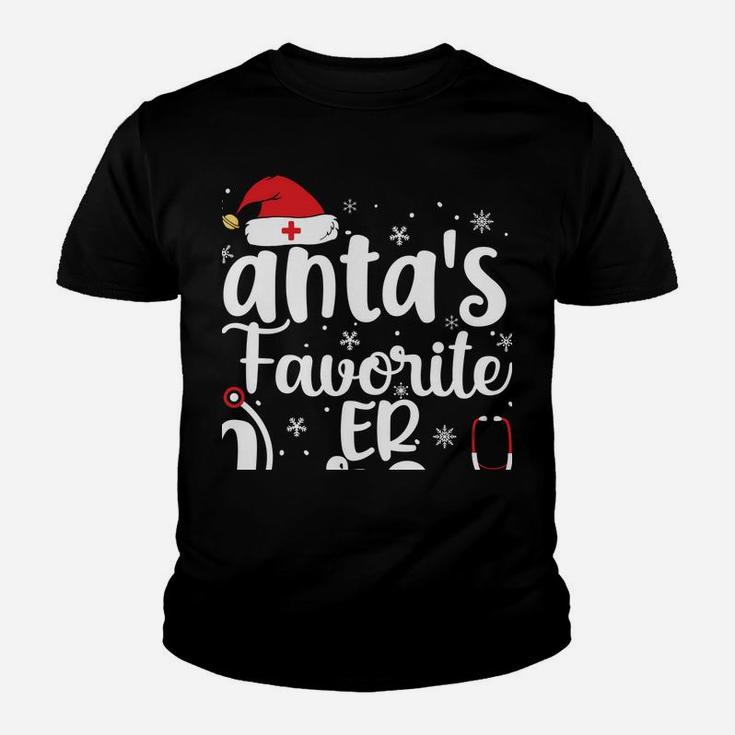 Santa's Favorite Er Nurse Merry Christmas Cute Nurse Gifts Sweatshirt Youth T-shirt