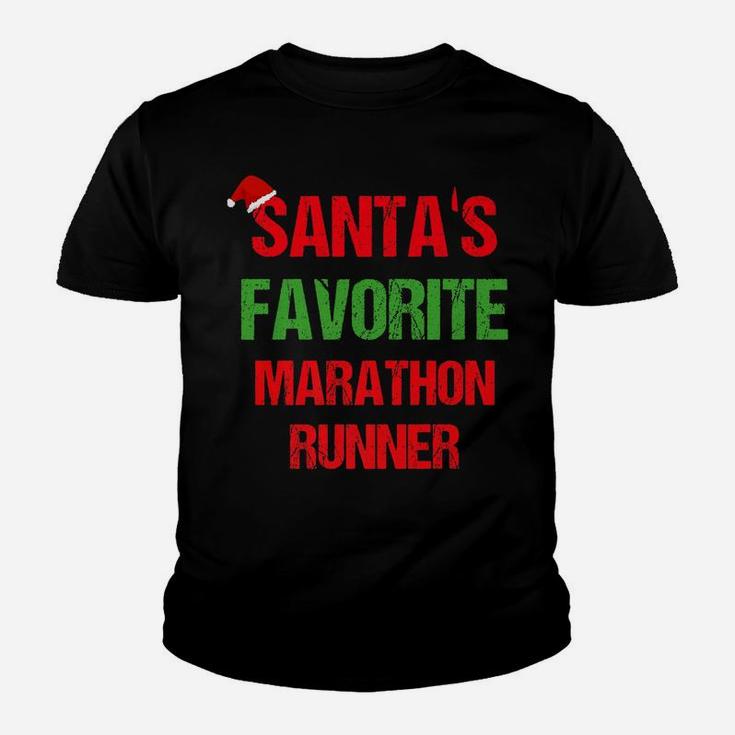 Santas Favorite Marathon Runner Funny Christmas Shirt Youth T-shirt