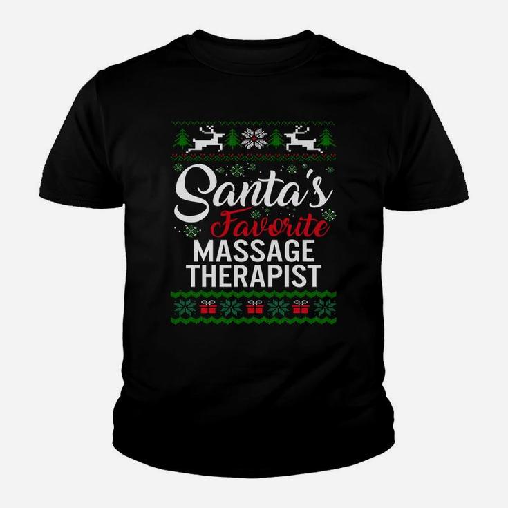Santas Favorite Massage Therapist Christmas Ugly Family Sweatshirt Youth T-shirt