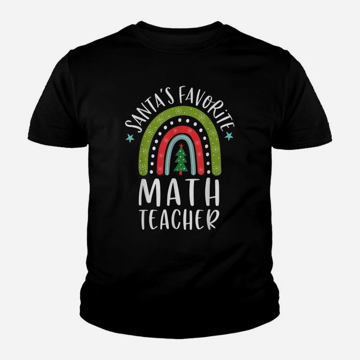 Santa's Favorite Math Teacher Christmas Rainbow Xmas Youth T-shirt
