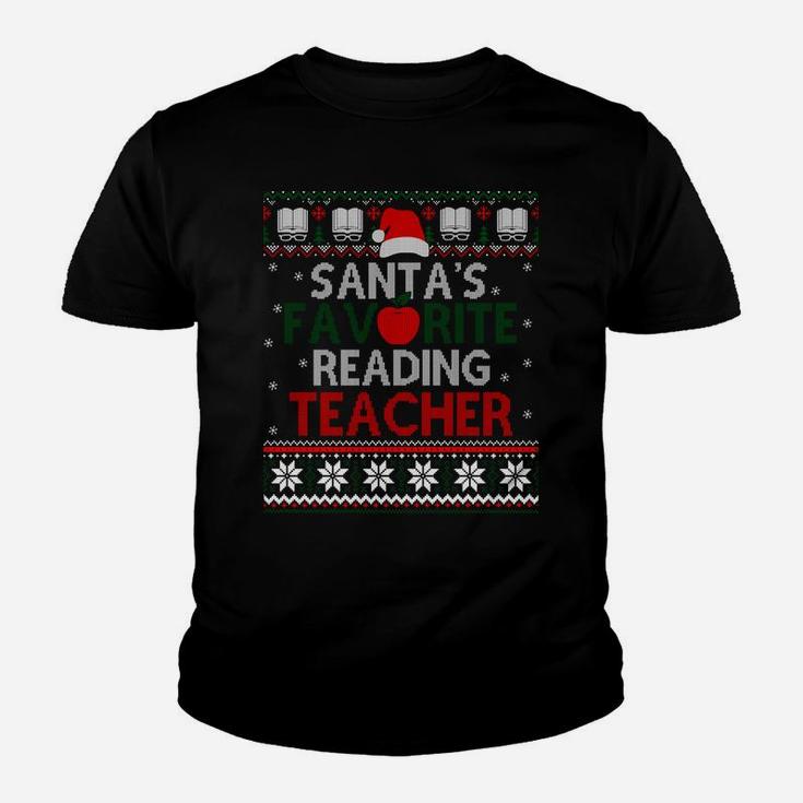 Santa's Favorite Reading Teacher Christmas Gift Ugly Sweater Sweatshirt Youth T-shirt