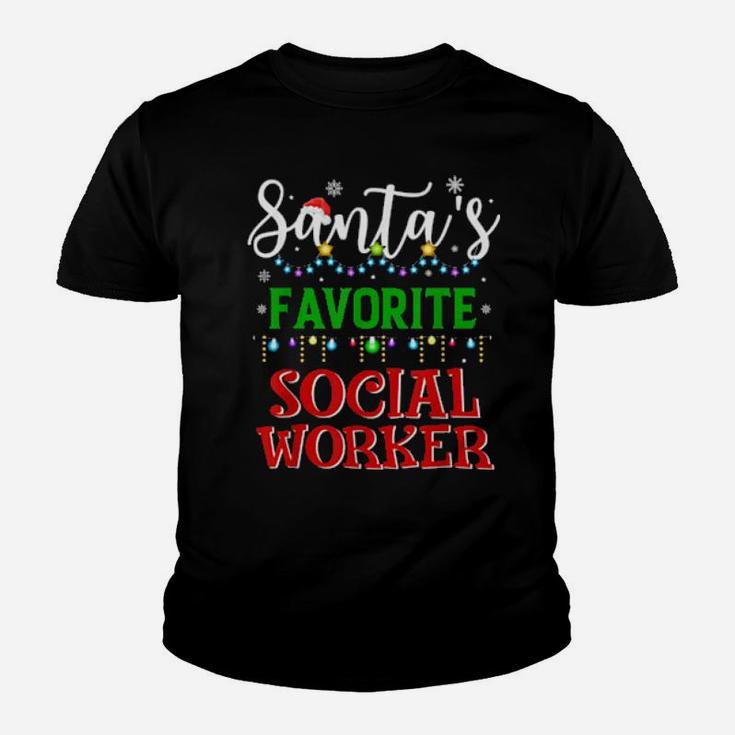 Santa's Favorite Social Worker Matching Family Xmas Youth T-shirt