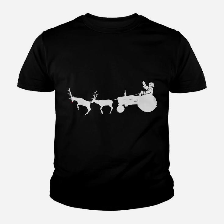 Santa's Sleigh Christmas Tractor Farmer Gift Farm Reindeer Youth T-shirt