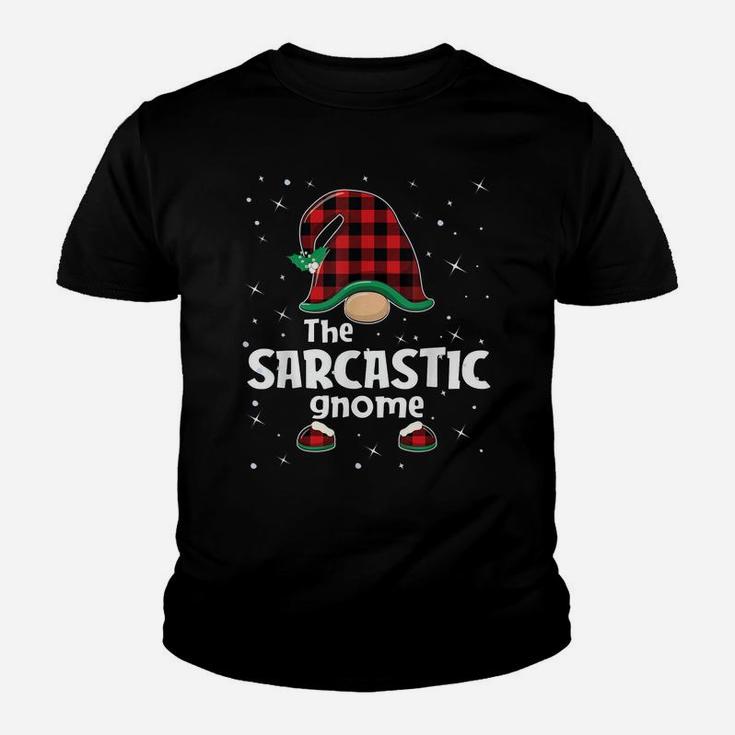 Sarcastic Gnome Buffalo Plaid Matching Christmas Gift Pajama Youth T-shirt