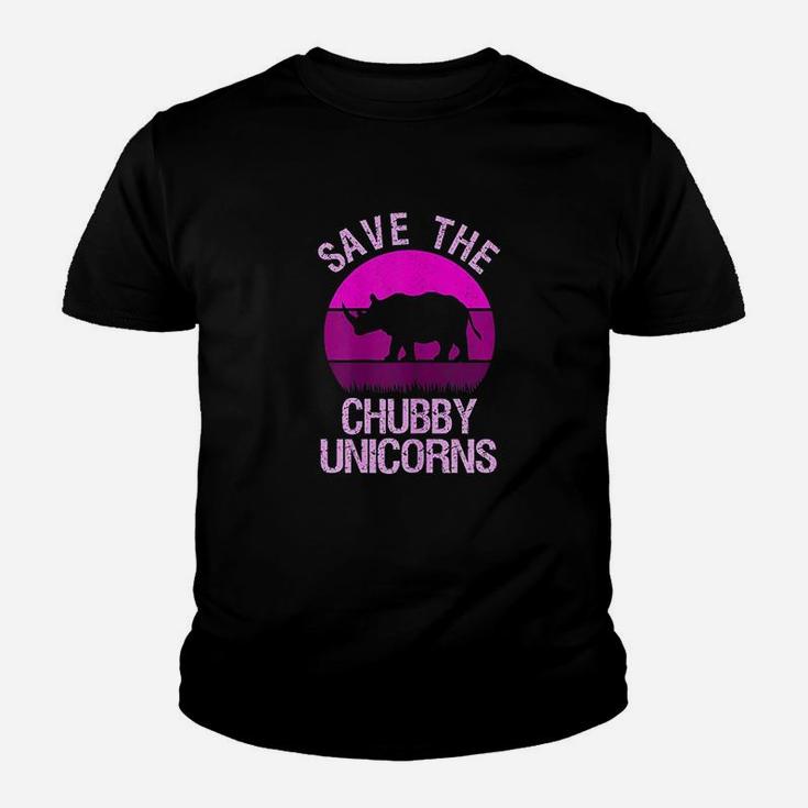 Save The Chubby Unicorns Retro Style Rhino Gift Youth T-shirt