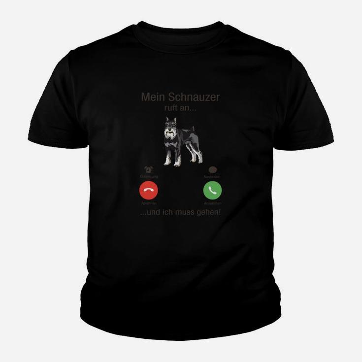 Schnauzer Telefonanruf Schwarzes Kinder Tshirt mit Lustigem Spruch