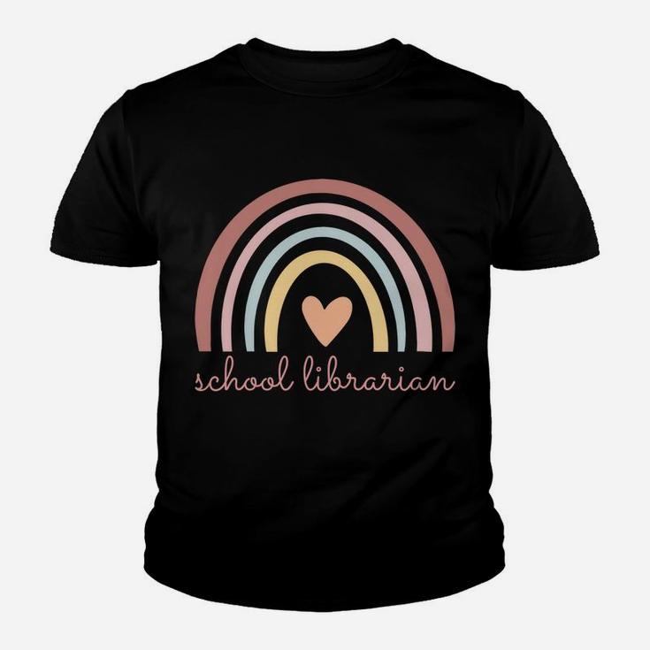 School Librarian Boho Rainbow Library Funny Back To School Youth T-shirt
