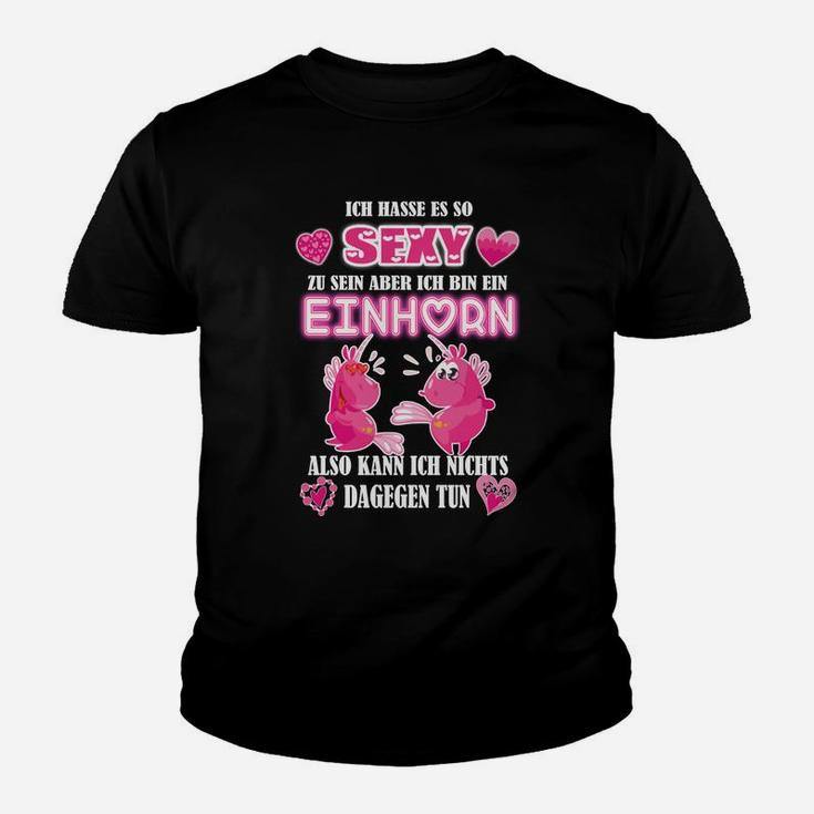 Schwarzes Einhorn Kinder Tshirt mit Lustigem Spruch für Einhornfans