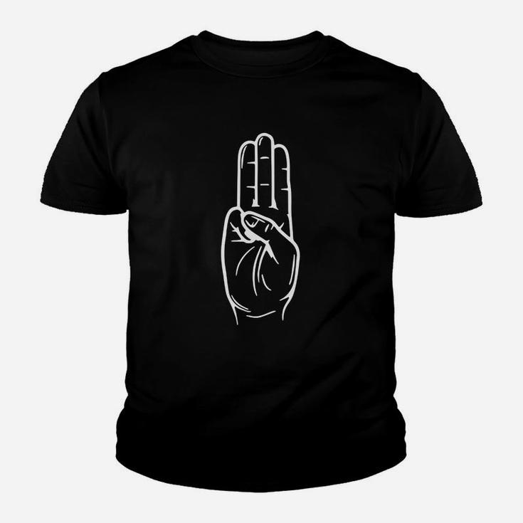 Schwarzes Kinder Tshirt mit Handgesten-Illustration, Grafisches Design
