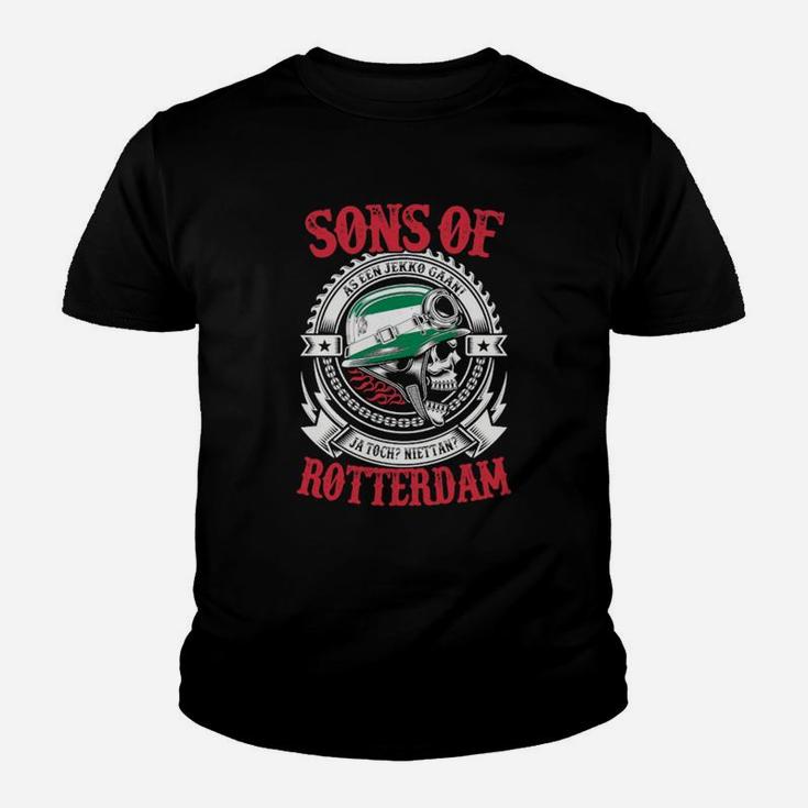 Schwarzes Kinder Tshirt Sons of Rotterdam, Stadtwappen-Design für Fans