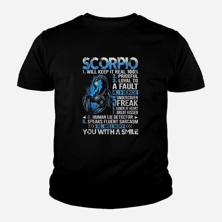 Scorpio Will Keep It Real Prideful Scorpio Zodiac Youth T-shirt
