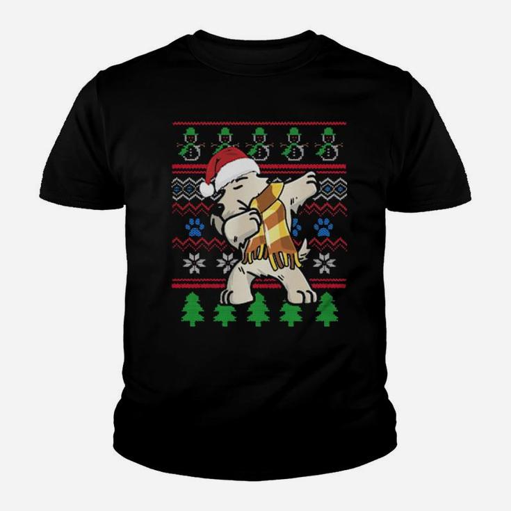 Scottish Terrier Dabbing Ugly Sweater Style Xmas Youth T-shirt