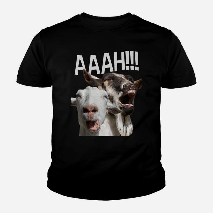 Screaming Goats Aaah Funny Crazy Goat Lover Print Raglan Baseball Tee Youth T-shirt