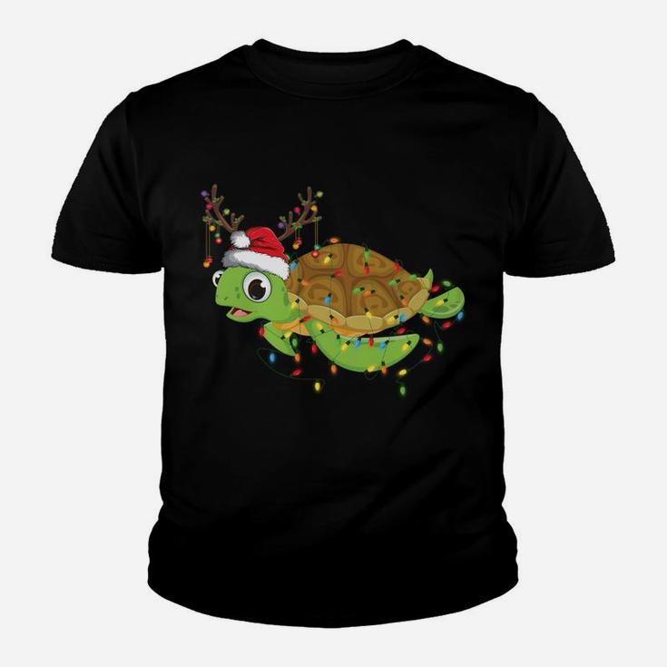 Sea Turtle Christmas Lights Funny Santa Hat Merry Christmas Sweatshirt Youth T-shirt