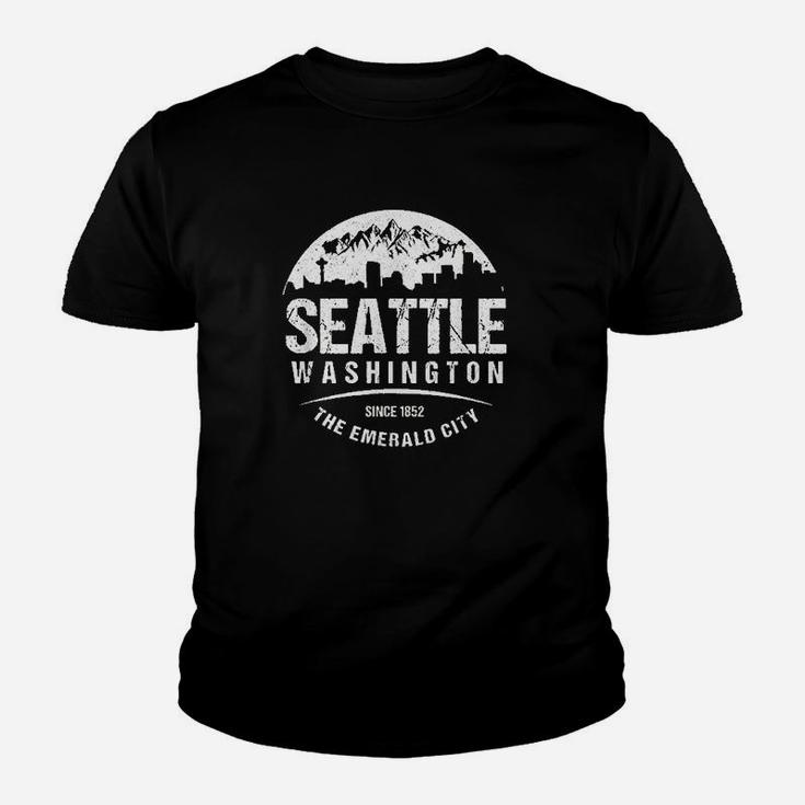 Seattle Washington City Skyline Grunge Art Retro Souvenir Youth T-shirt