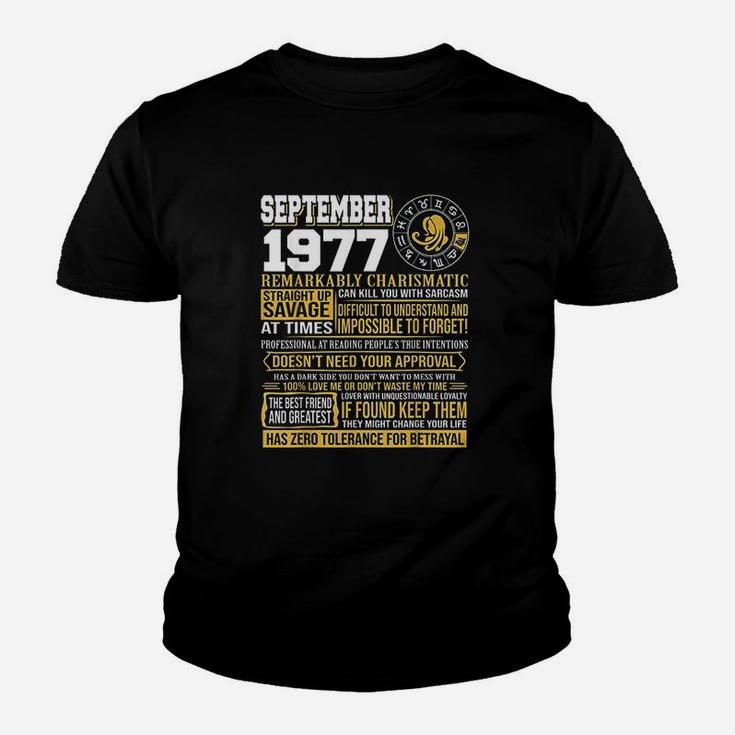 September Birthday Gifts Born September Virgo 1977 Funny Youth T-shirt