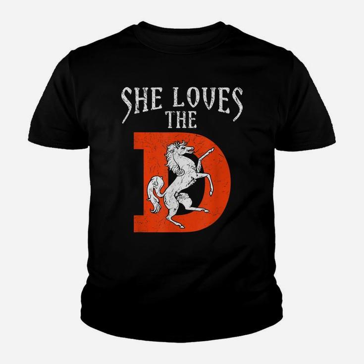 She Loves The Denver D City Funny Football Youth T-shirt