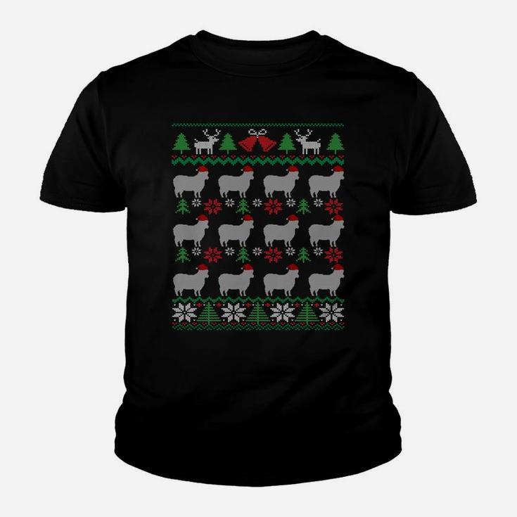 Sheep Wearing Santa Claus Hat Funny Farmer Ugly Christmas Sweatshirt Youth T-shirt