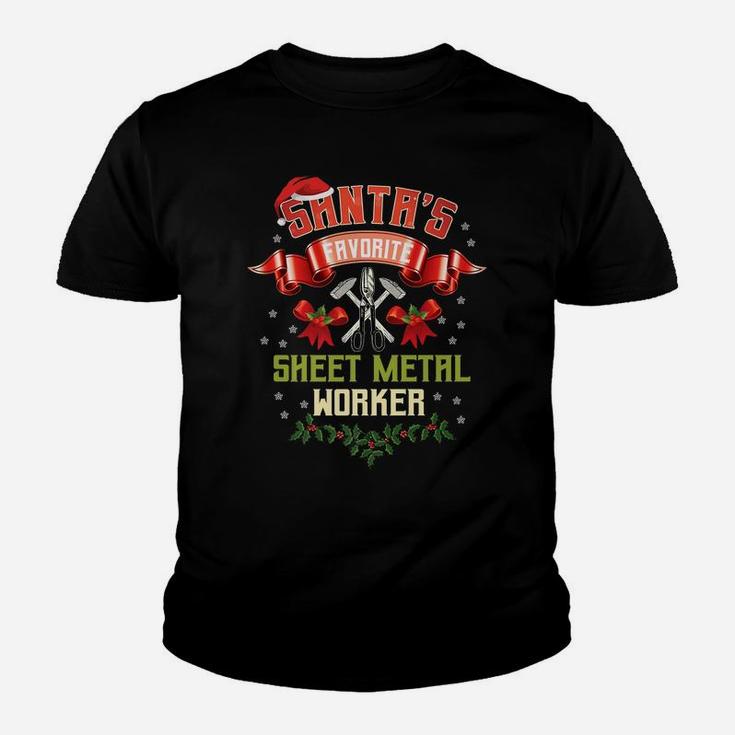 Sheet Metal Worker Gifts Christmas Santa's Favorite Xmas Youth T-shirt