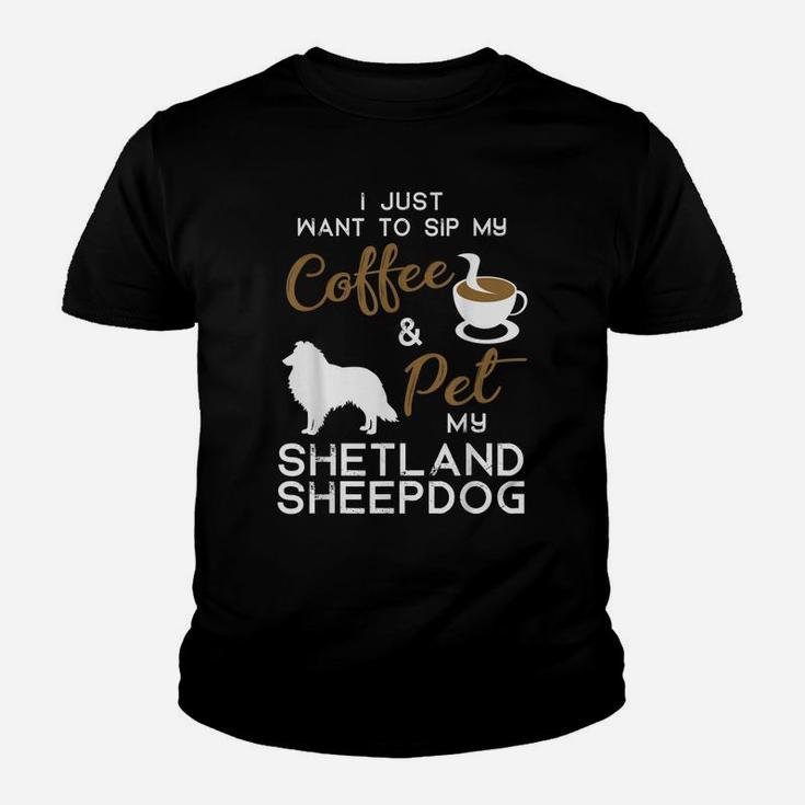 Shetland Sheepdog Dog Coffee Lover Owner Xmas Birthday Gift Youth T-shirt