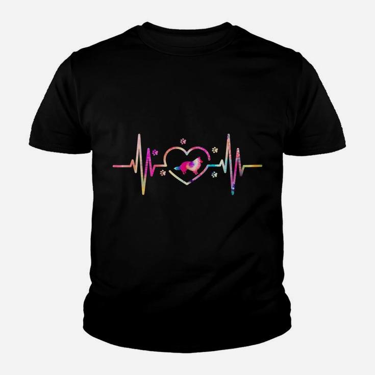 Shetland Sheepdog Mom Dad Tie Dye Heartbeat Dog Lover Youth T-shirt