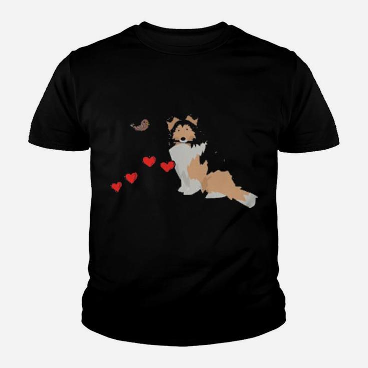 Shetland Sheepdog Valentines Day Sheltie Youth T-shirt