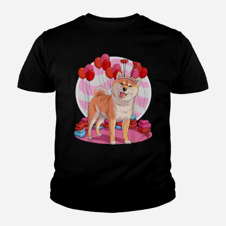 Shiba Inu Dog Heart Valentine Day Decor Youth T-shirt