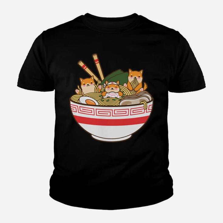 Shibas Eating Ramen Noodles - Kawaii Japanese Food Anime Youth T-shirt
